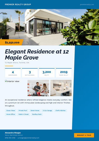 Azure Sky Flyer real estate brochure template, a flyer layout made with ListifyPDF