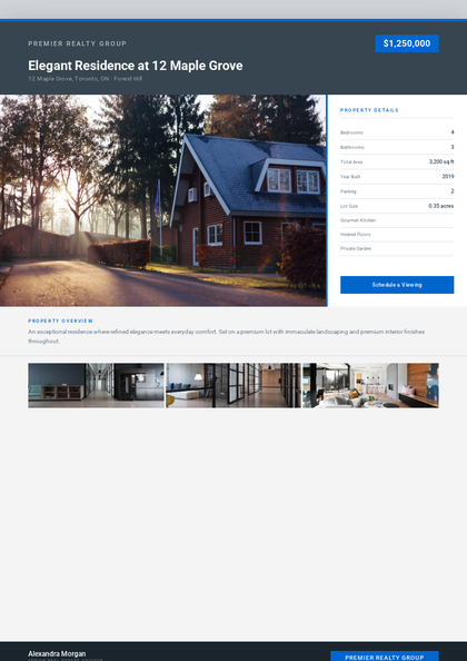 Bureau Gris real estate brochure template, a flyer layout made with ListifyPDF