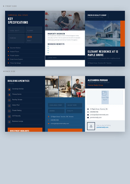 Commercial Office Trifold real estate brochure template, a trifold brochure layout made with ListifyPDF