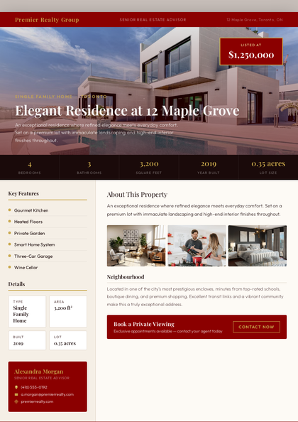 Crimson Estate Flyer real estate brochure template, a flyer layout made with ListifyPDF