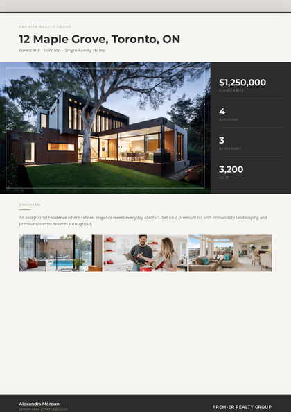 Fjordline real estate brochure template, a flyer layout made with ListifyPDF