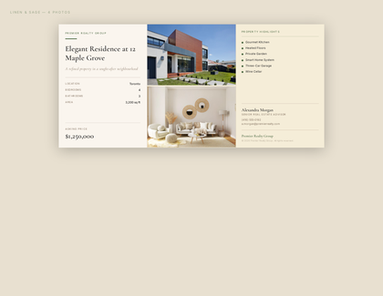 Linen & Sage real estate brochure template, a trifold brochure layout made with ListifyPDF