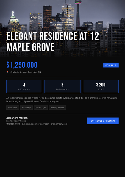 Noir City Flyer real estate brochure template, a flyer layout made with ListifyPDF