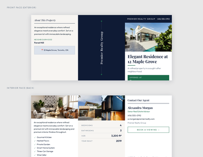 Pearl Prestige real estate brochure template, a trifold brochure layout made with ListifyPDF
