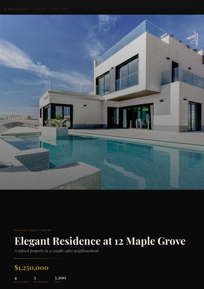 Platinum House real estate brochure template, a multi-page booklet layout made with ListifyPDF