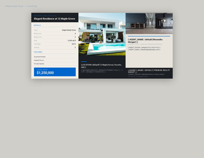 Precision Fold real estate brochure template, a trifold brochure layout made with ListifyPDF