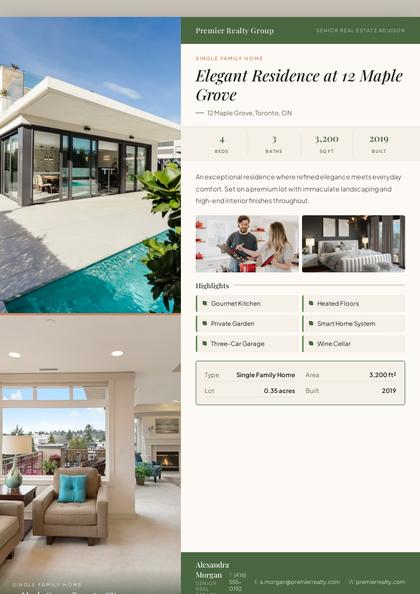 Sage Sanctuary Brochure real estate brochure template, a single-page brochure layout made with ListifyPDF
