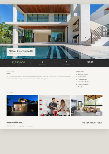 Sthlm Residences real estate brochure template, a single-page brochure layout made with ListifyPDF