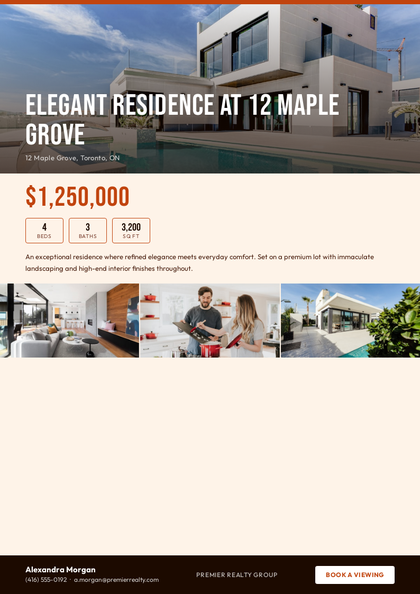 Sunset Flyer real estate brochure template, a flyer layout made with ListifyPDF