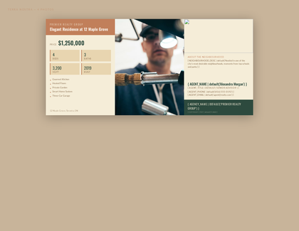 Terra Nostra real estate brochure template, a trifold brochure layout made with ListifyPDF