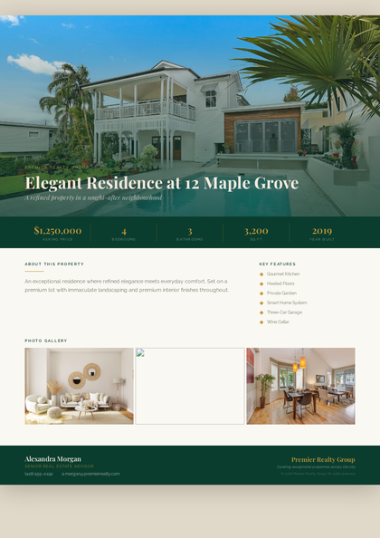The Estate real estate brochure template, a single-page brochure layout made with ListifyPDF