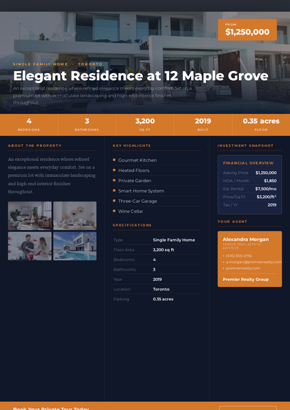 Titan Copper Brochure real estate brochure template, a single-page brochure layout made with ListifyPDF
