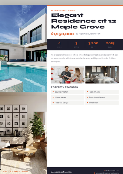 Urban Loft Brochure real estate brochure template, a single-page brochure layout made with ListifyPDF